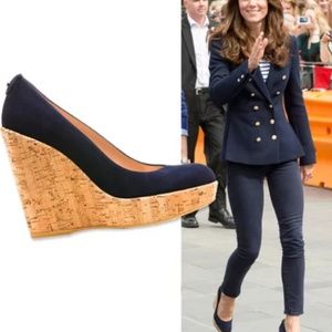 Beautiful Stuart Weitzman blue suede wedges